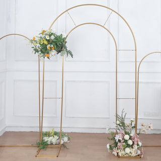 Captivating Gold Metal Round Top Double Arch Wedding Arbor Ceremony Stand