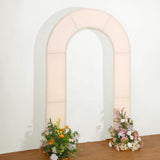 8ft Blush Rose Gold Spandex Fitted Open Arch Wedding Arch Cover, Double-Sided U-Shaped Backdrop Slip