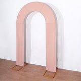8ft Dusty Rose Spandex Fitted Open Arch Wedding Arch Cover, Double-Sided U-Shaped Backdrop Slipcover