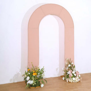 Elevate Your Event Decor with the 8ft Dusty Rose Spandex Fitted Arch Cover