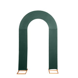 8ft Hunter Emerald Green Spandex Fitted Open Arch Wedding Arch Cover, Double-Sided U-Shaped Backdrop