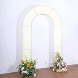 7ft Ivory Spandex Fitted Open Arch Wedding Arch Cover, Double-Sided U-Shaped Backdrop Slipcover