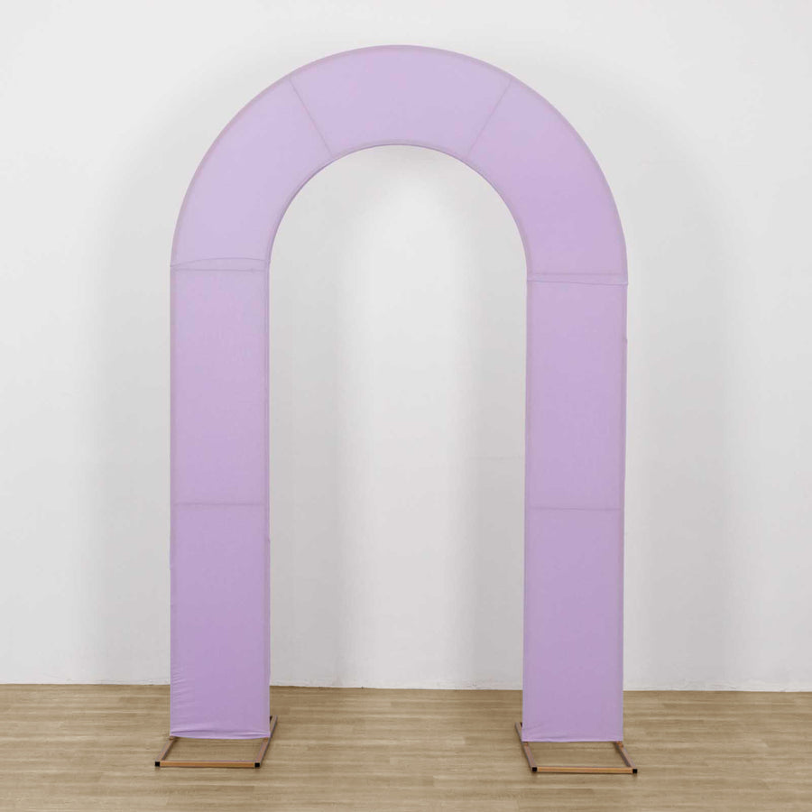 8ft Lavender Lilac Spandex Fitted Open Arch Wedding Arch Cover, Double-Sided U-Shaped Backdrop