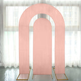 Set of 2 Dusty Rose Spandex Fitted Wedding Arch Covers for Round Top and Double Arch