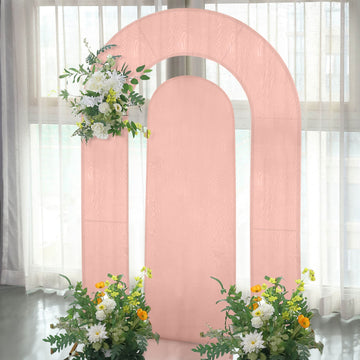 Set of 2 Dusty Rose Spandex Fitted Wedding Arch Covers for Round Top and Double Arch Chiara Backdrop Stands - 6ft,8ft