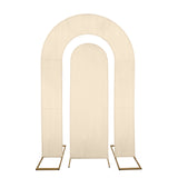 Set of 2 Beige Spandex Fitted Wedding Arch Covers for Round Top and Double Arch