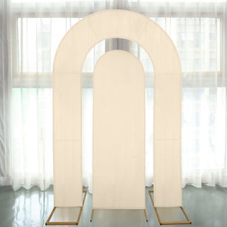 <span style="background-color:transparent;color:#000000;">Elegant Beige Spandex Fitted Arch Covers for Stunning Backdrops</span>