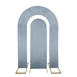 Set of 2 Dusty Blue Spandex Fitted Wedding Arch Covers for Round Top and Double Arch