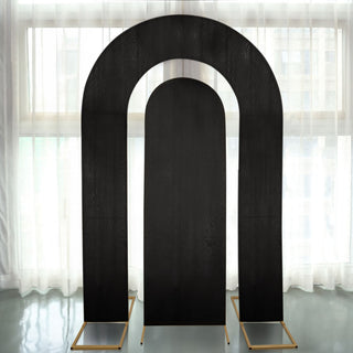 <span style="background-color:transparent;color:#000000;">Elegant Black Spandex Fitted Arch Covers for Stunning Backdrops</span>