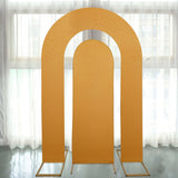 Set of 2 Gold Spandex Fitted Wedding Arch Covers for Round Top and Double Arch