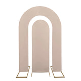 Set of 2 Nude Spandex Fitted Wedding Arch Covers for Round Top and Double Arch