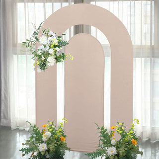 <span style="background-color:transparent;color:#000000;">Elegant Nude Spandex Fitted Arch Covers for Stunning Backdrops</span>