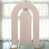 Set of 2 Nude Spandex Fitted Wedding Arch Covers for Round Top and Double Arch