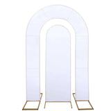 Set of 2 White Spandex Fitted Wedding Arch Covers for Round Top and Double Arch