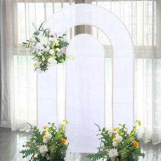 <span style="background-color:transparent;color:#000000;">Elegant White Spandex Fitted Arch Covers for Stunning Backdrops</span>