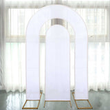 Set of 2 White Spandex Fitted Wedding Arch Covers for Round Top and Double Arch