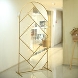 7ft Tall Gold Metal Round Top Geometric Flower Frame Prop Stand