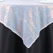 60x60inch Iridescent Blue Duchess Sequin Square Table Overlay, Table Linen Decor#whtbkgd