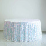 120inch Big Payette Iridescent Blue Sequin Round Tablecloth Premium Collection