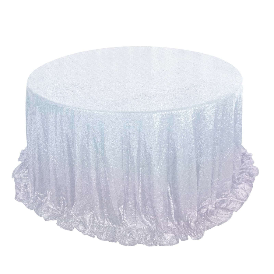 132inch Iridescent Blue Premium Sequin Round Tablecloth, Sparkly Tablecloth