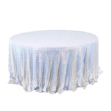 120Inch Iridescent Blue Sequin Round Tablecloth Premium Collection