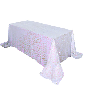 90"x132" Iridescent Seamless Big Payette Sequin Rectangle Tablecloth