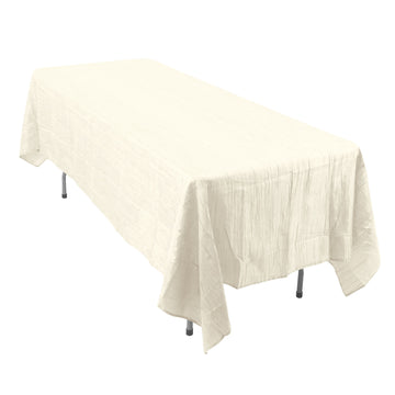60"x102" Ivory Accordion Crinkle Taffeta Seamless Rectangle Tablecloth