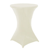 Ivory Highboy Spandex Cocktail Table Cover, Fitted Stretch Tablecloth for 24"-32" Dia High Top Table