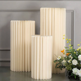 Elegant Ivory Cylinder Display Column Stand for Stunning Event Decor