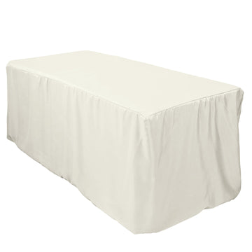 6ft Ivory Fitted Polyester Rectangular Table Cover