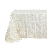 90x156inch Ivory 3D Leaf Petal Taffeta Fabric Rectangle Tablecloth