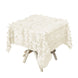 54inch Ivory 3D Leaf Petal Taffeta Fabric Square Tablecloth