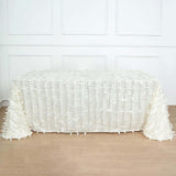 90x132Inch Ivory Leaf Petal Taffeta Rectangle Tablecloth