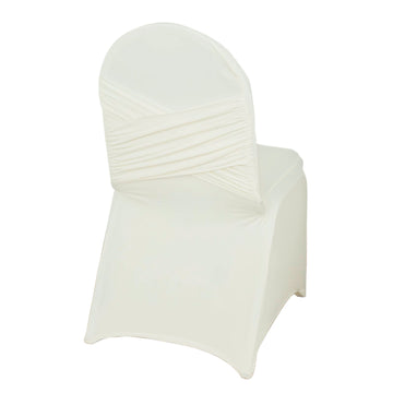 Ivory Madrid Spandex Fitted Banquet Chair Cover - 180 GSM