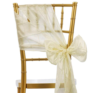 5 Pack 7"x106" Ivory Pintuck Chair Sashes