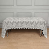 60"x120" Ivory Premium Lace Fabric Rectangle Tablecloth, Vintage Classic Rustic Decor With Scalloped