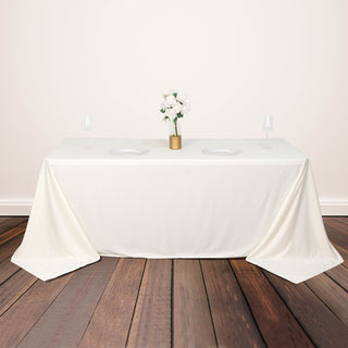 Elevate Your Event with the Ivory Premium Scuba Wrinkle Free Rectangular Tablecloth