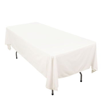 60"x102" Ivory Premium Scuba Wrinkle Free Rectangular Tablecloth, Seamless Scuba Polyester Tablecloth
