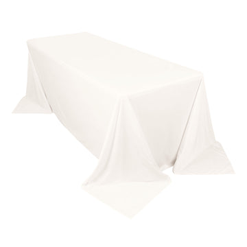 90"x132" Ivory Premium Scuba Wrinkle Free Rectangular Tablecloth, Seamless Scuba Polyester Tablecloth