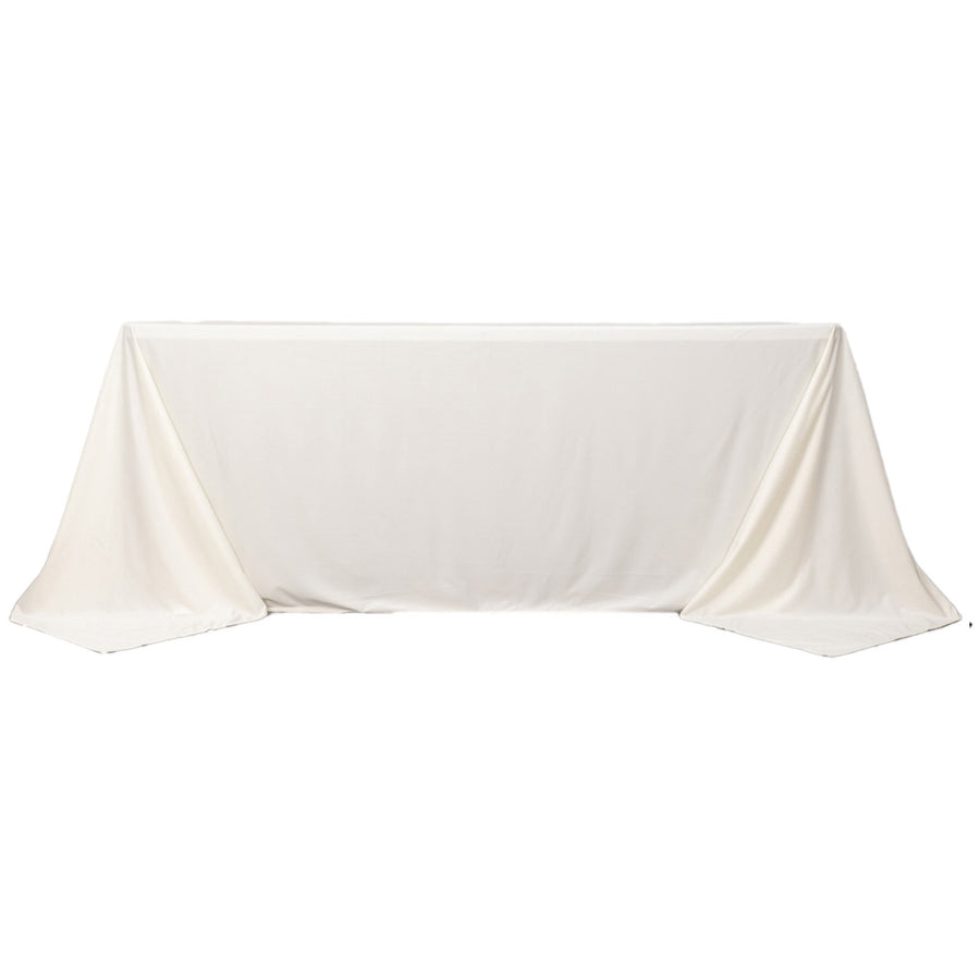 90x132inch Ivory Premium Scuba Rectangular Tablecloth, Wrinkle Free Polyester Seamless