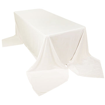 90"x156" Ivory Premium Scuba Wrinkle Free Rectangular Tablecloth, Seamless Scuba Polyester Tablecloth