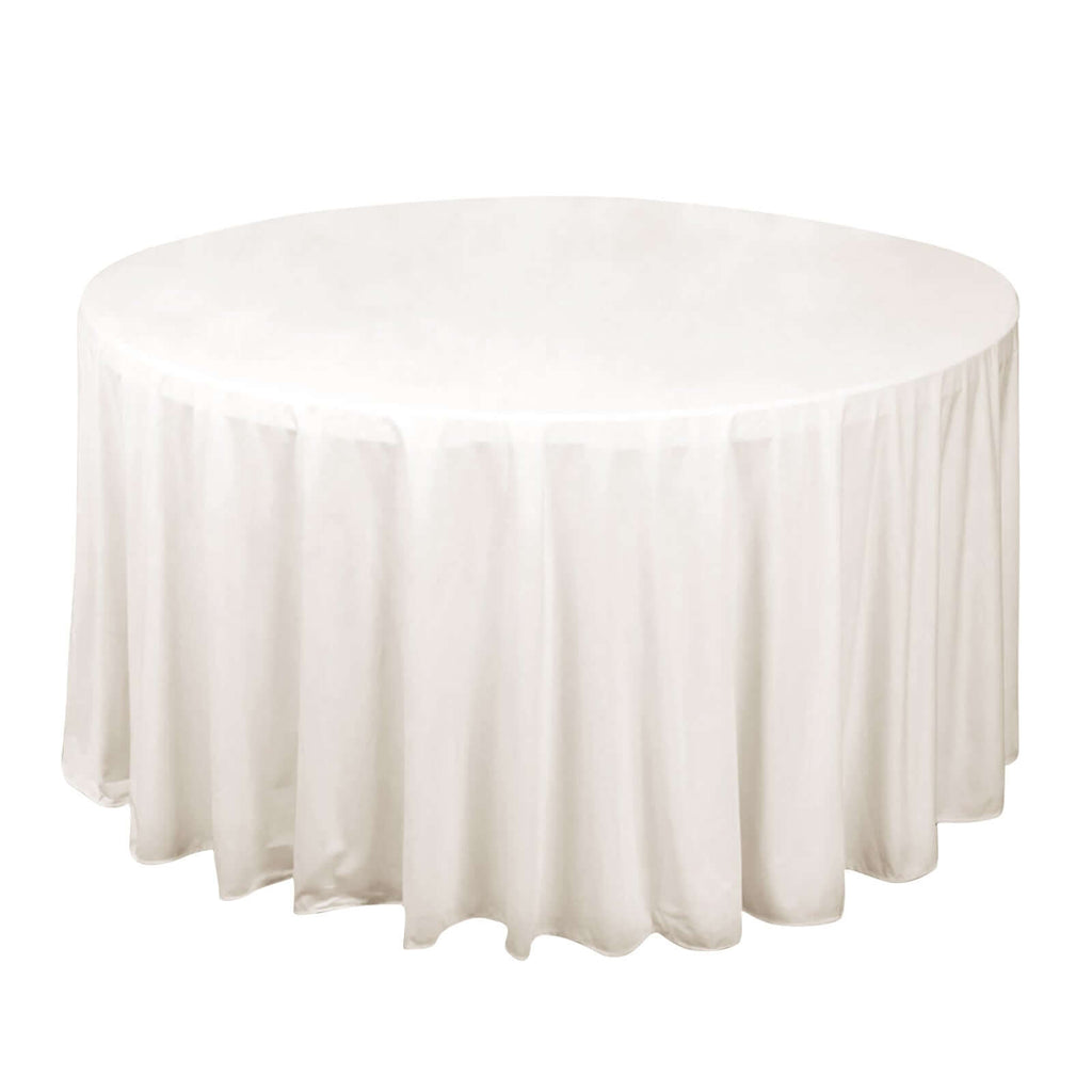 120 In Ivory Premium Scuba Wrinkle Free Round Tablecloth Seamless Scuba