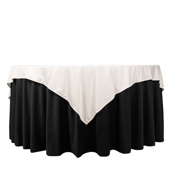 70inch Ivory Premium Scuba Square Table Overlay, Wrinkle Free Polyester Seamless Table Topper