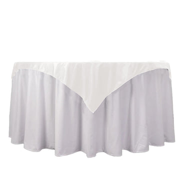 54" Ivory Premium Scuba Wrinkle Free Square Table Overlay, Seamless Scuba Polyester Table Topper