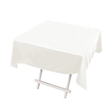 54" Ivory Premium Scuba Wrinkle Free Square Tablecloth, Seamless Scuba Polyester Tablecloth