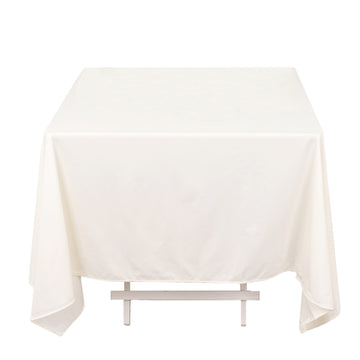 70" Ivory Premium Scuba Wrinkle Free Square Tablecloth, Seamless Scuba Polyester Tablecloth