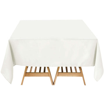 Premium Polyester Square Tablecloth 70"x70" Ivory 220GSM Wrinkle-Resistant Table Cover