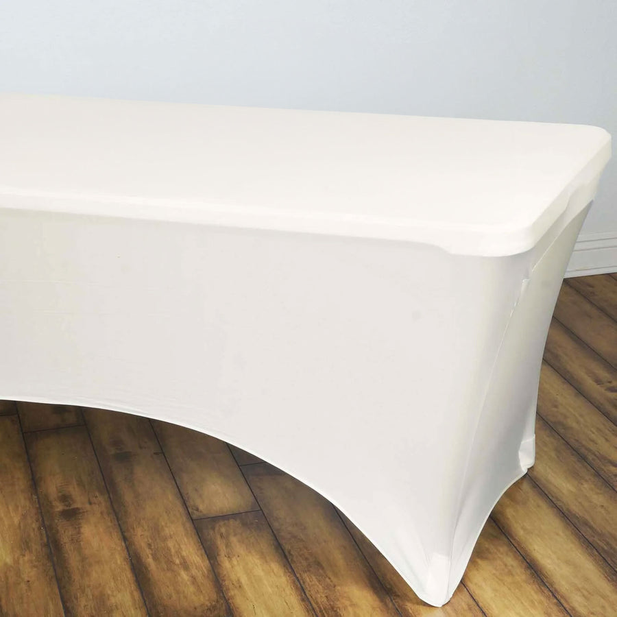 8 Ft Rectangular Spandex Table Cover - Ivory