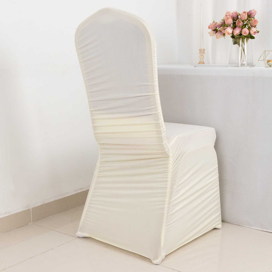 Ivory Rouge Stretch Spandex Fitted Banquet Slip On Chair Cover