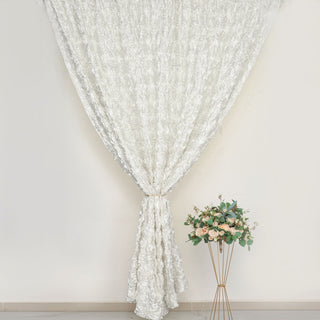 Elegant Ivory Satin Rosette Curtain for Event Décor